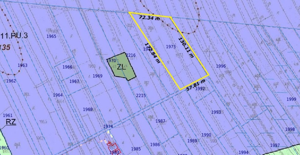 Rzezawa działka przemysłowa o pow.85arów .