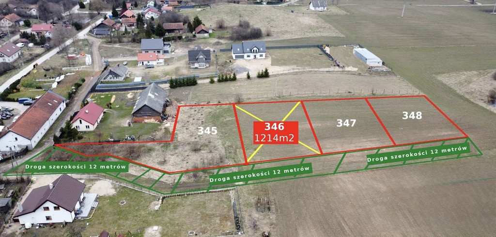 Działka budowlana 1214m2 gmina Dywity