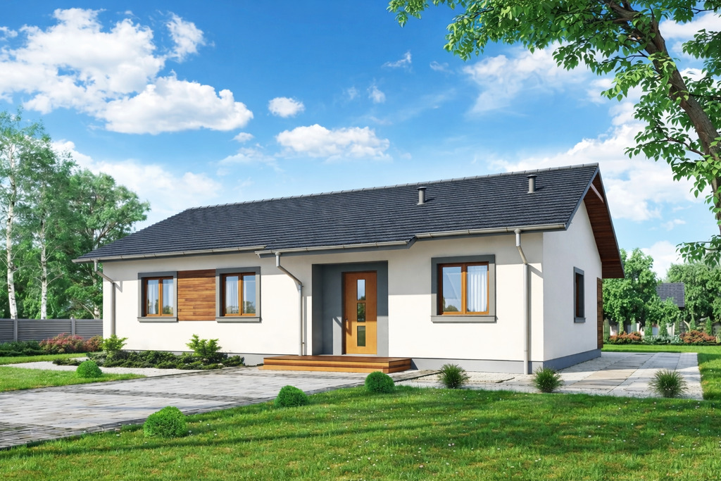 Nowy dom parterowy 98 m² z działką 1000 m²–Leszyce