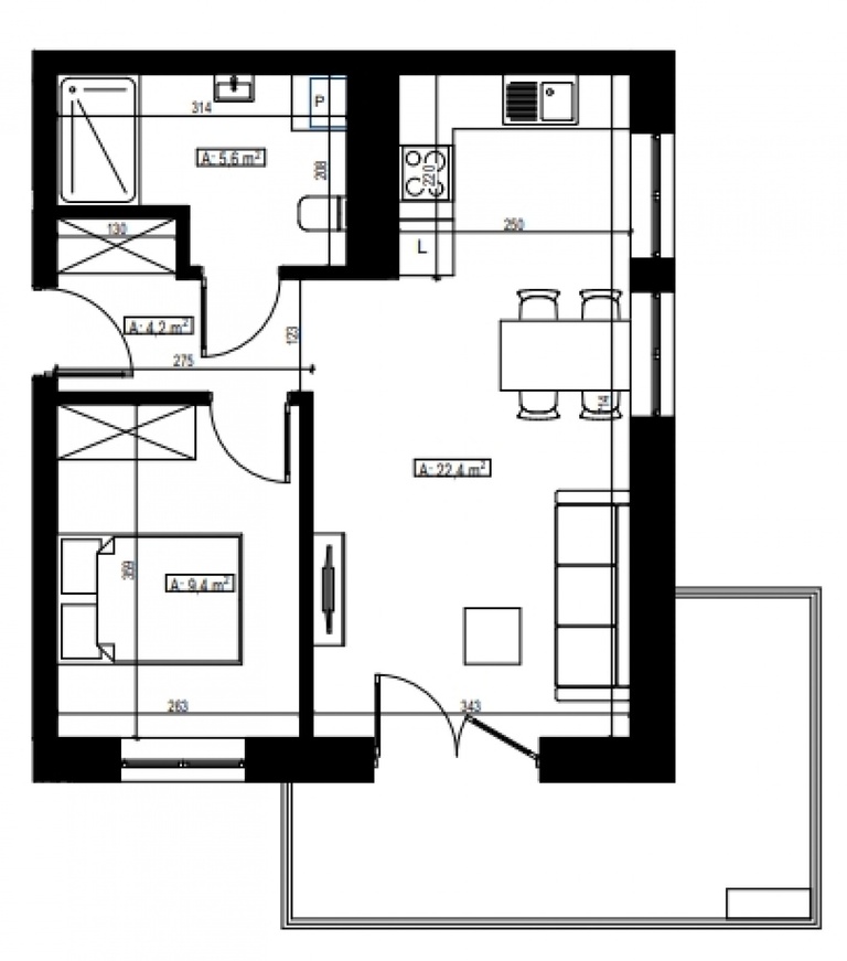 2 pokoje , 41,60m2 , Czechów