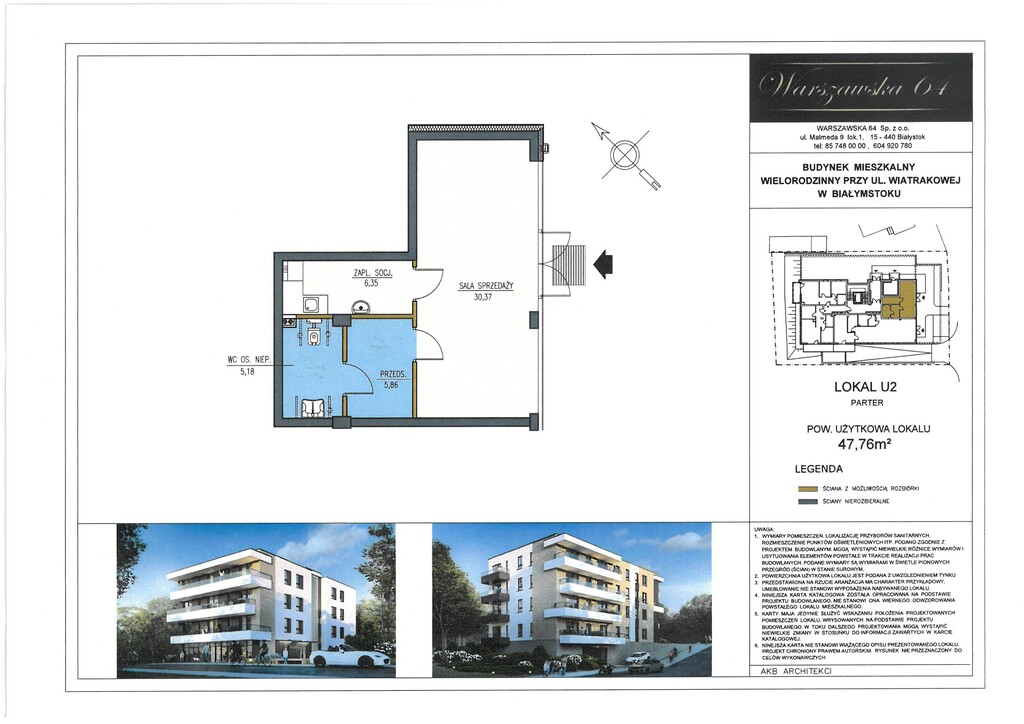 Lokal w kameralnym bloku - 47,76m2