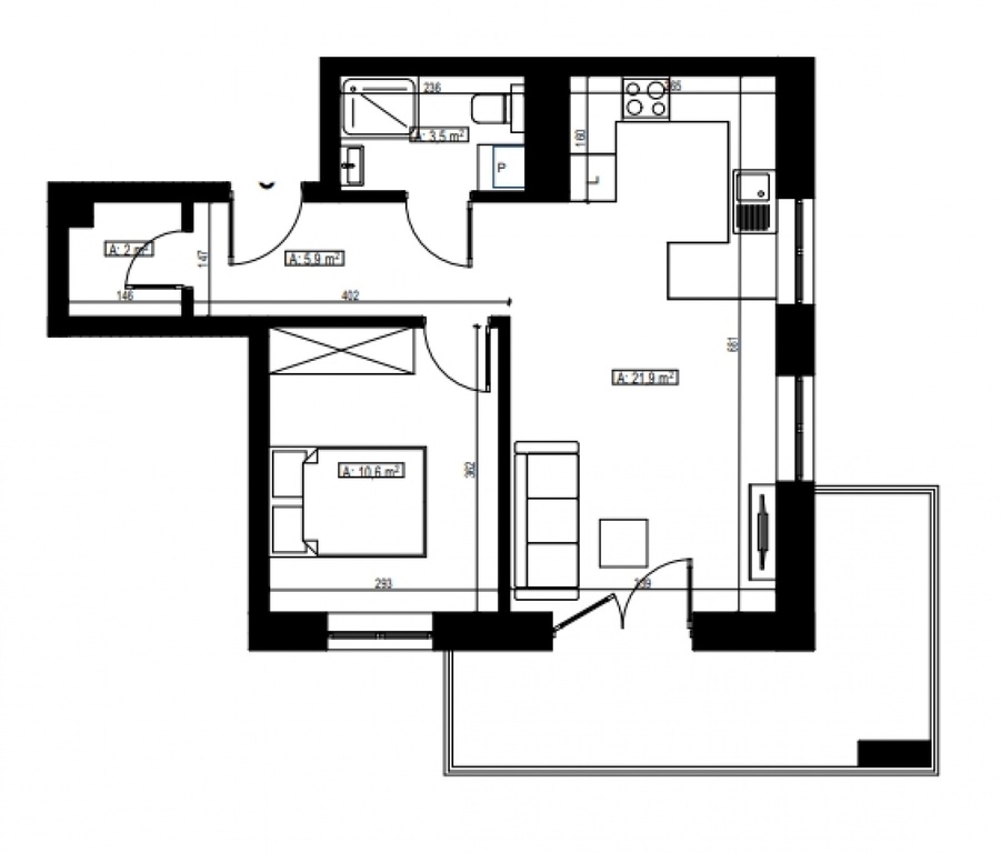 2 pokoje 43,90 m2 stan deweloperski.