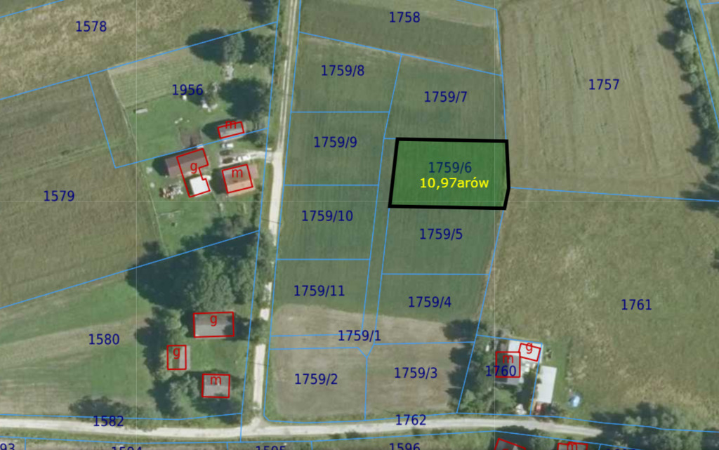 Rzezawa działka budowlana 10 arów