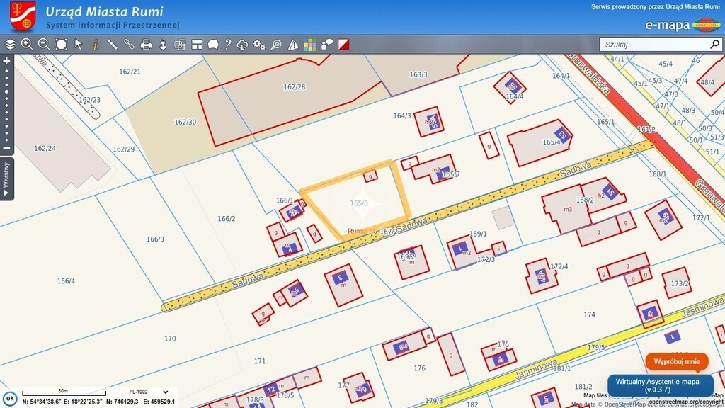 Działka 667m2 ul. Sadowa Rumia