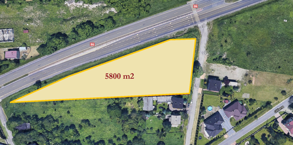 Działka pod zabudowę usługową - 5633m2 przy DK86