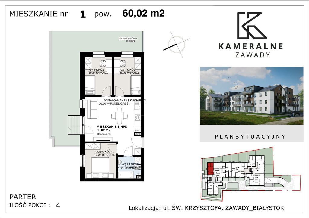 Kameralne Zawady - 60,02m2 z ogródkiem