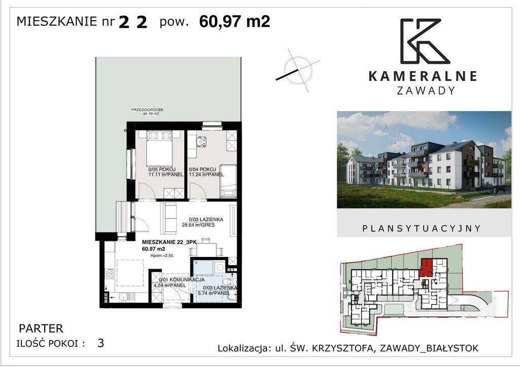 Kameralne Zawady - 60,97m2 z ogródkiem
