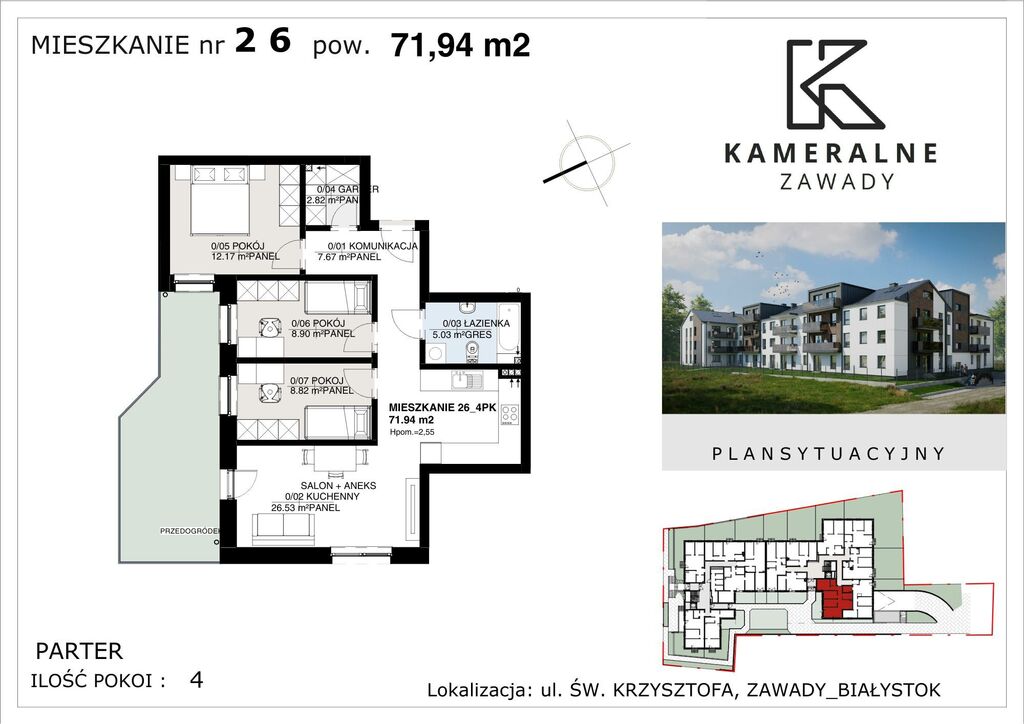 Kameralne Zawady - 71,94m2 z ogródkiem