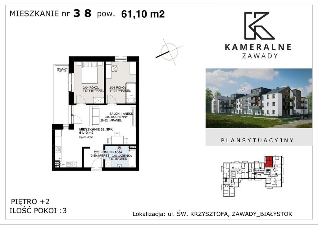 Kameralne Zawady - 61,10m2, II Piętro