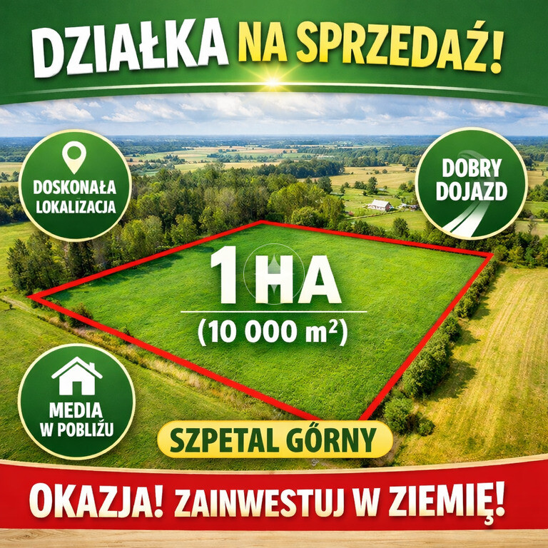 DUŻY TEREN INWESTYCYJNY (1,1 HA) – Szpetal Górny,