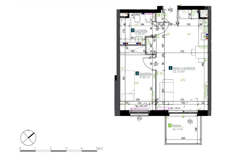 Ostatnie 2 pokojowe 35,41 m2, stan dew