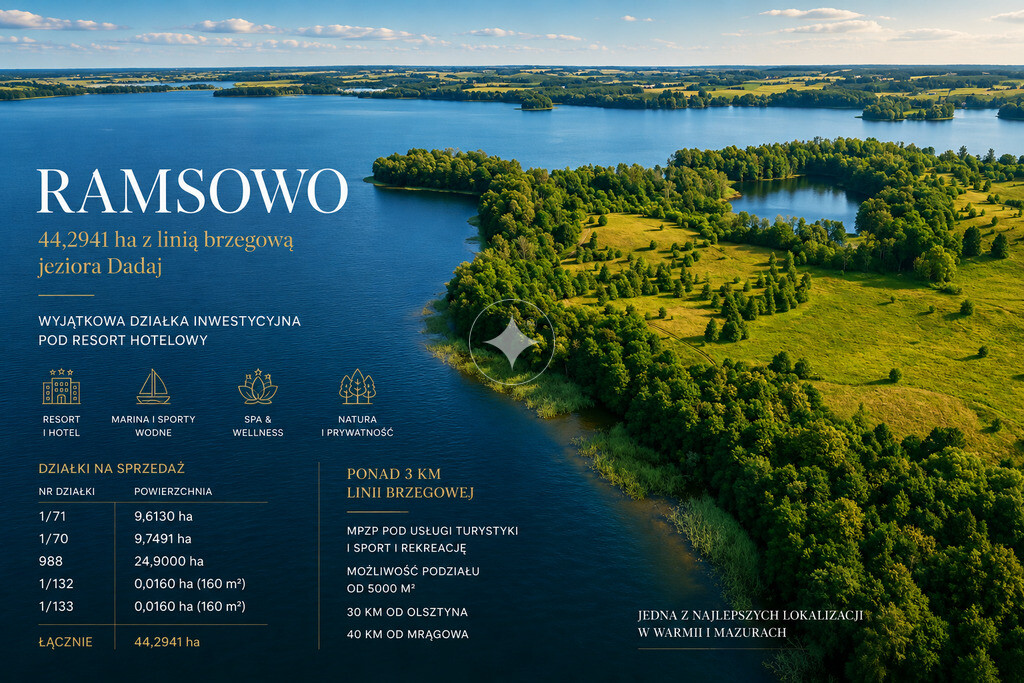 44,29 ha | 3 km linii brzegowej |MPZP|Resort Hotel