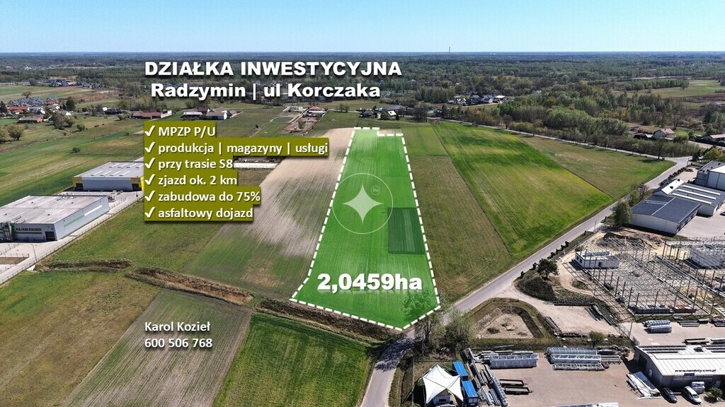 Działka przemysłowo-usługowa | 20459 m² | S8 - 2km