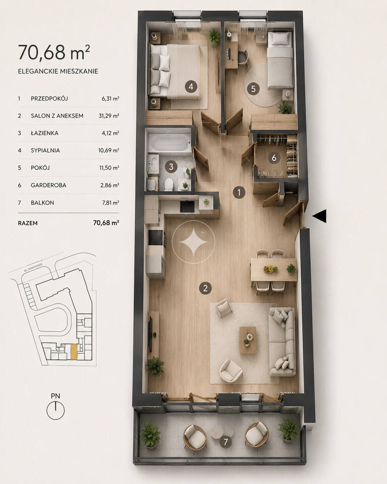Apartament 70,68 m2 I Nowy Czechów I ul. Kameralna