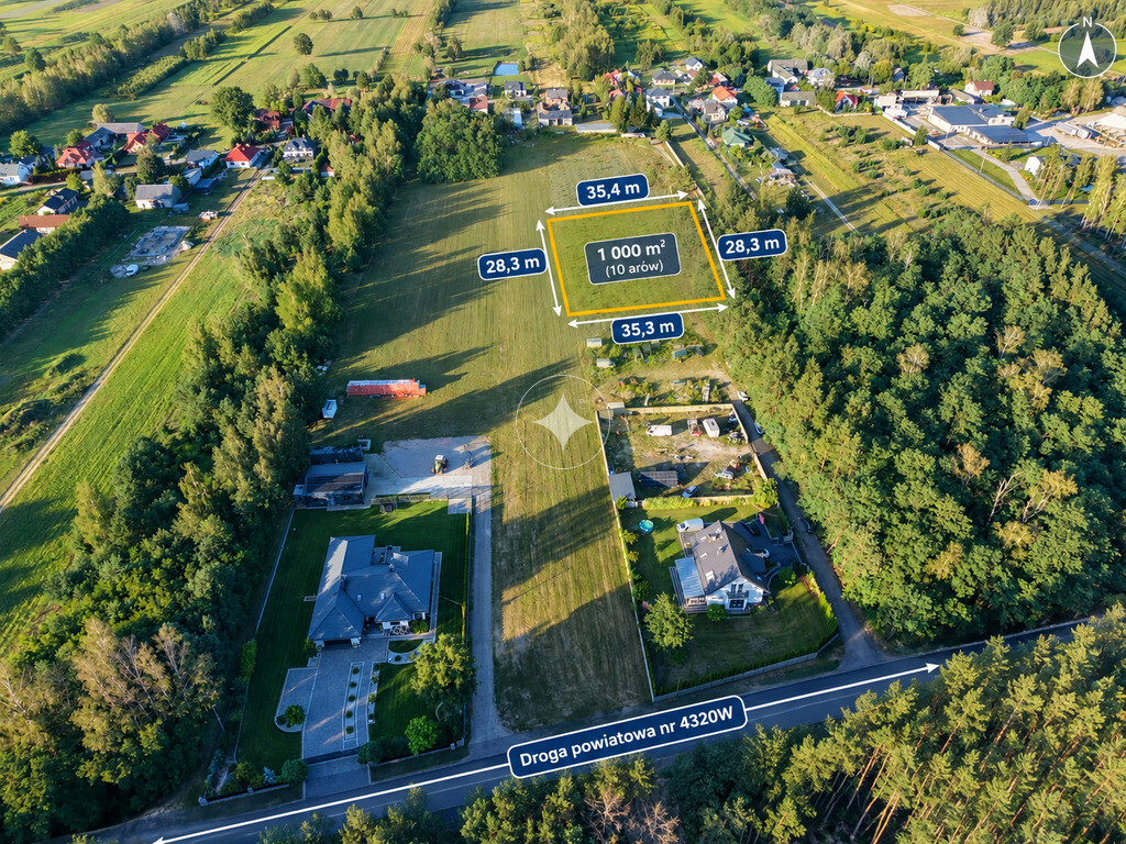 Działka budowlana 1000 m² Karolew, gm. Dąbrówka WZ