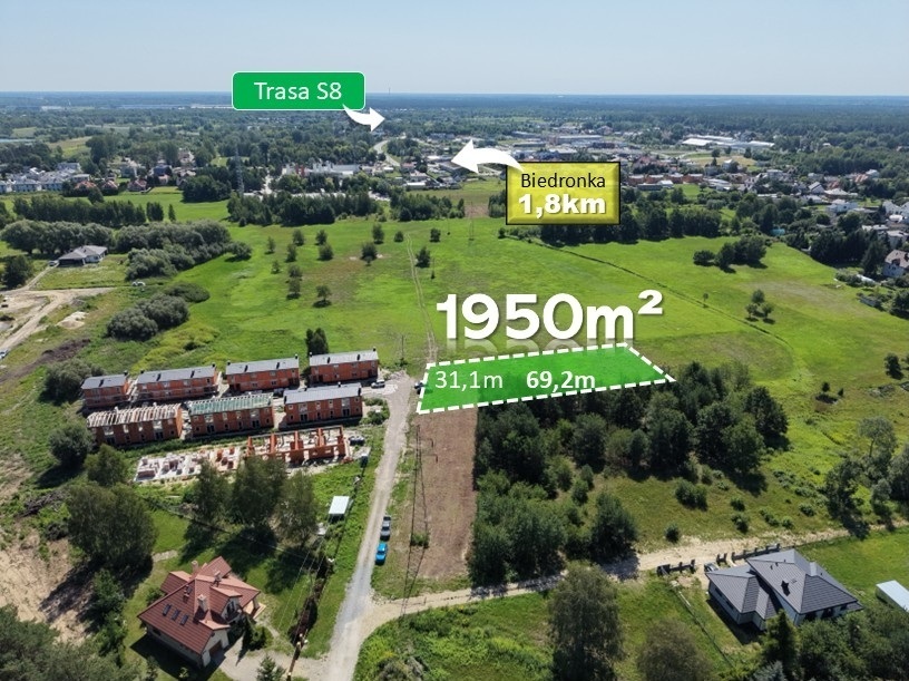 1950 m² pod niewielką inwestycję deweloperską lub usługi.