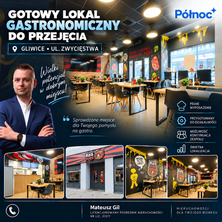 Gotowy lokal do przejęcia od zaraz.